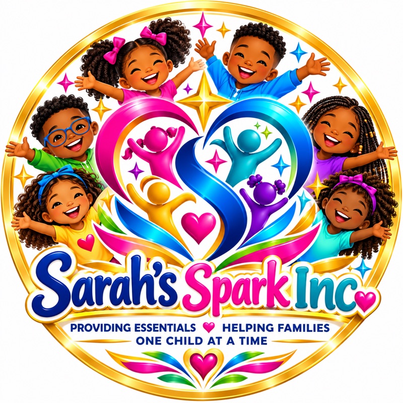Sarah's Spark Inc. badge showing joyful children around a heart